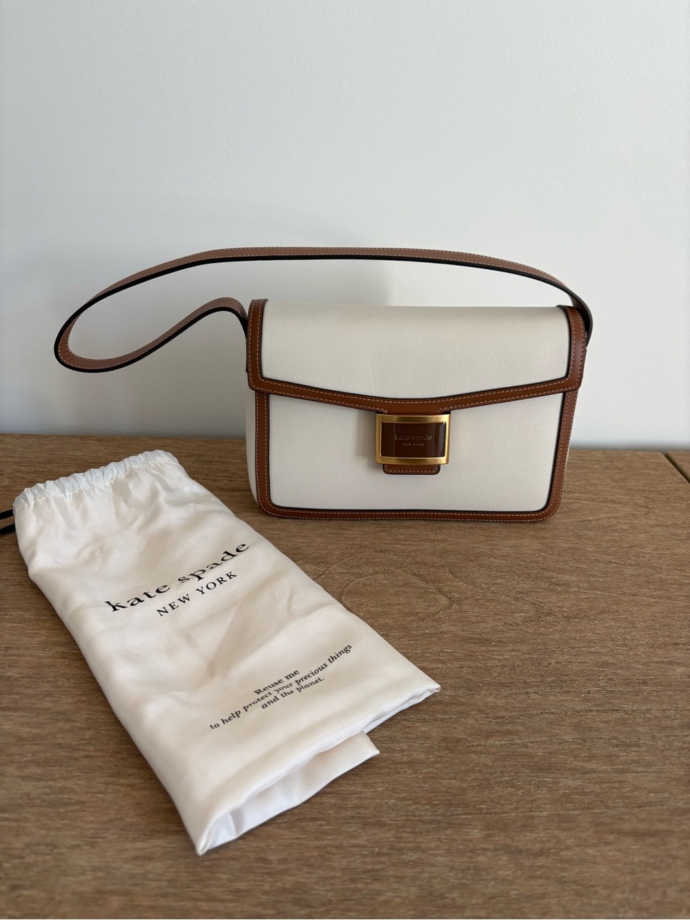 NWOT Kate Spade Katy Medium Shoulder Bag - Cream and Tan